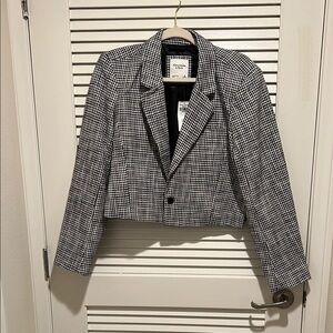 NWT Abercrombie & Fitch Women's Black and White Houndstooth Jacket